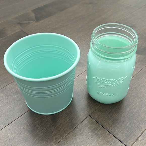 Turquoise Mint Green Craft Storage Set, Office Home Organization, Mason Jar Tin - Picture 1 of 12